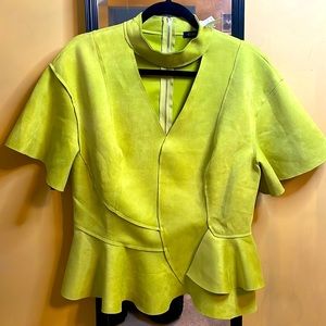 Suede Lime green top with gold zipper with tassel on the back size large